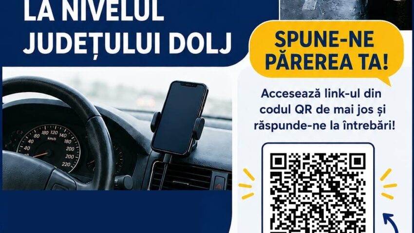 Poliția Dolj lansează un chestionar pentru șoferi în cadrul unei campanii dedicate siguranței rutiere
