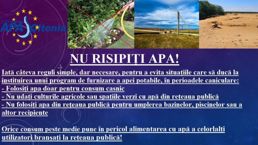 Restricții de apă potabilă în localitățile Segarcea și Bârca