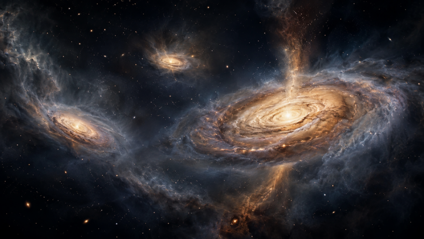 Astronomii găsesc noi indicii că rotația galaxiilor începe înainte de formarea lor completă
