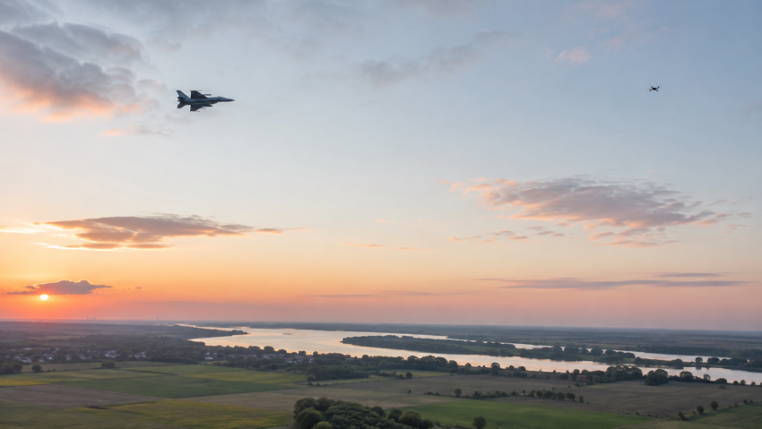 Un avion NATO a doborât o dronă care intrase în spațiul aerian al României