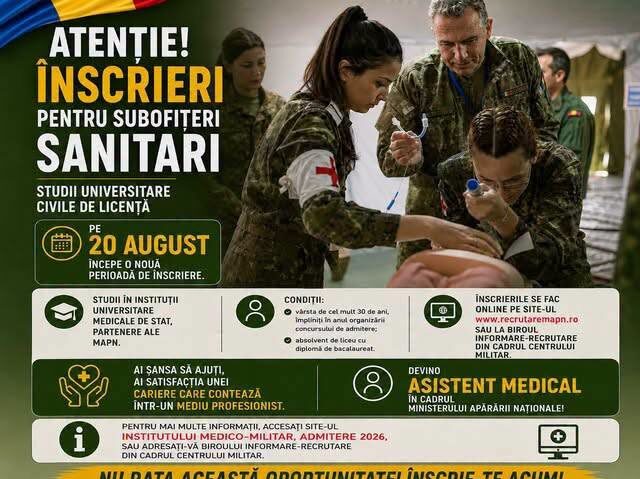 Armata Română recrutează subofițeri sanitari