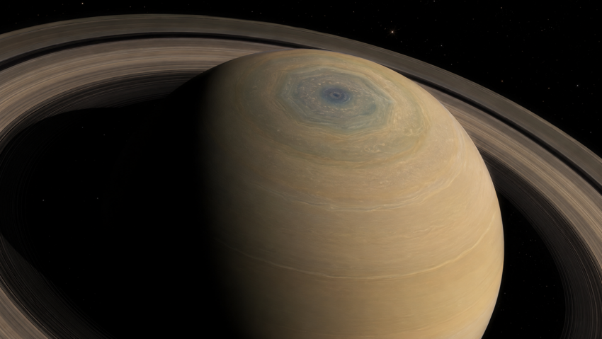 Hubble descoperă un uriaș decagon atmosferic la polul sud al lui Saturn