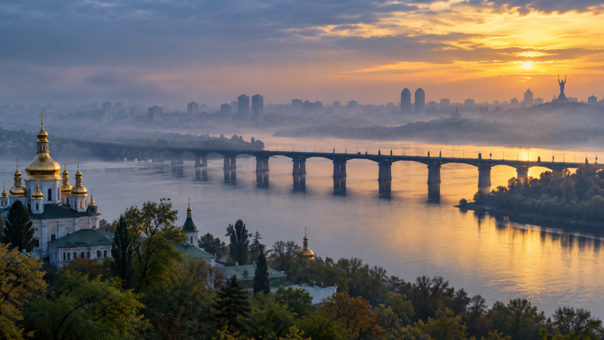 Un pod din Kiev, lovit de o dronă în timpul vizitei cancelarului german