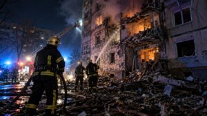 Două persoane au murit în atacul asupra Kievului. Un bloc și o centrală au fost lovite